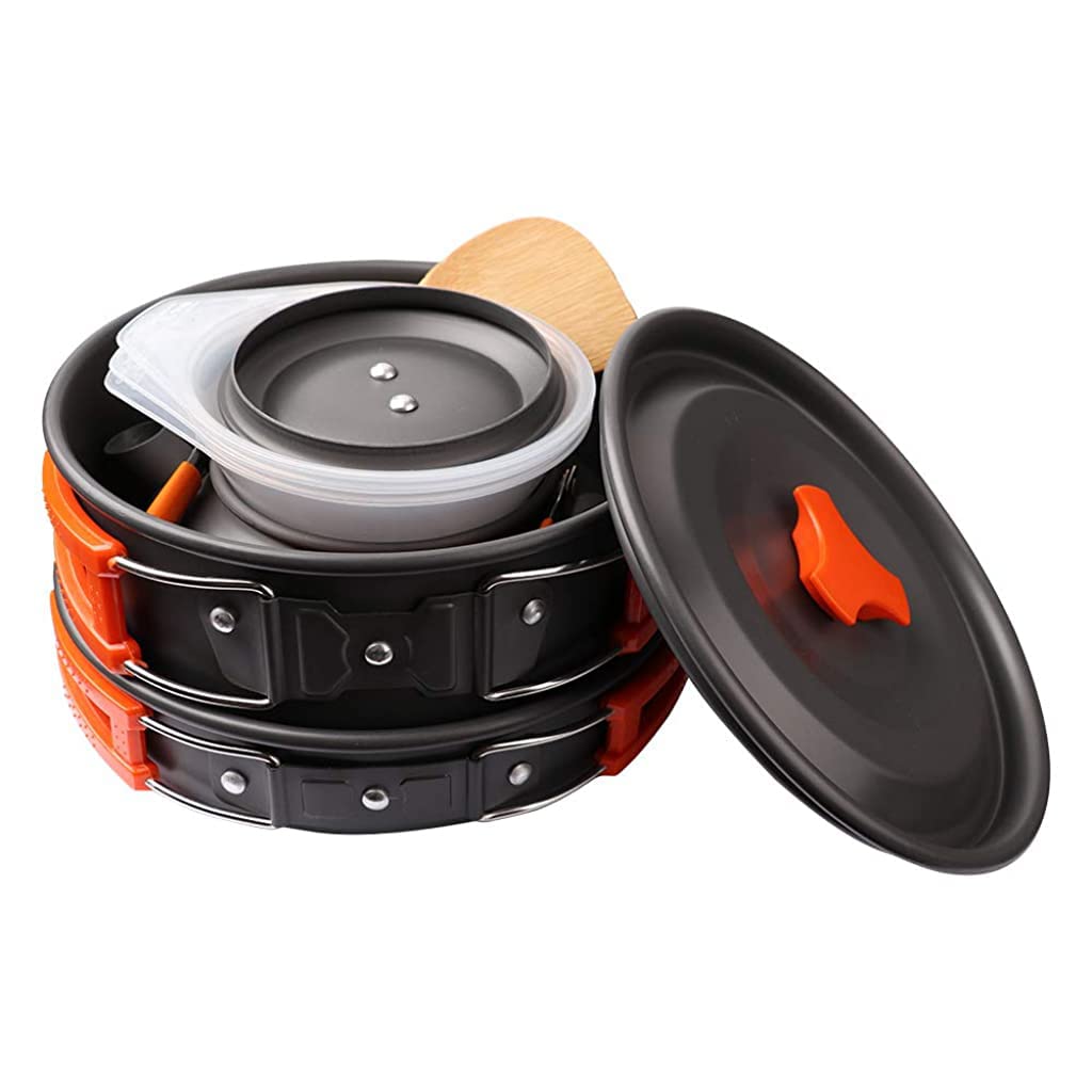 Proberos 9Pcs Camping Cooking Set with Cookware Bowl Pot Pan and Kettle, Aluminium Camping Cooking Utensils with Portable Bag for Outdoor Camping, Lightweight Camping Accessories for 2-3 People Proberos 9Pcs Camping Cooking Set with Cookware Bowl Pot Pan and Kettle, Aluminium Camping Cooking Utensils with Portable Bag for Outdoor Camping, Lightweight Camping Accessories for 2-3 People